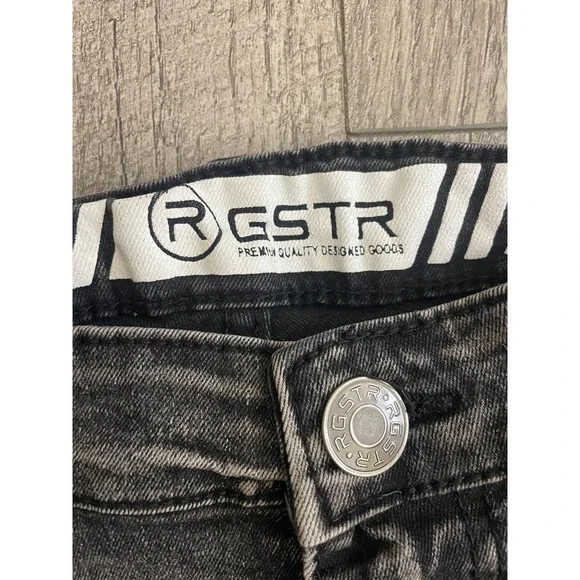 RGSTR Kids Washed Grey Distressed Slim Fit Jeans Size 34 Streetwear Ripped Denim - Picture 4 of 7